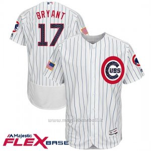 Maglia Baseball Uomo Chicago Cubs 2017 Estrellas y Rayas Cubs 17 Kris Bryant Bianco Flex Base
