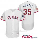 Maglia Baseball Uomo Texas Rangers 2017 Estrellas y Rayas Cole Hamels Bianco Flex Base