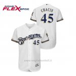 Maglia Baseball Uomo Milwaukee Brewers Jhoulys Chacin 150th Aniversario Patch Autentico Flex Base Bianco