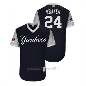 Maglia Baseball Uomo New York Yankees Gary Sanchez 2018 Llws Players Weekend Kraken Blu