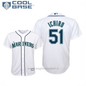 Maglia Baseball Bambino Seattle Mariners Ichiro Suzuki Cool Base Majestic 1ªReplica Bianco