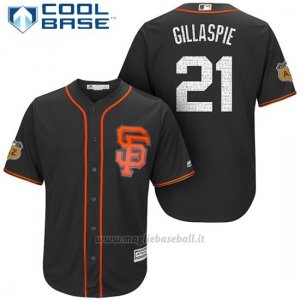 Maglia Baseball Uomo San Francisco Giants Conor Gillaspie San Francisco Nero 2017 Allenamento Primaverile Cool Base Giocatore