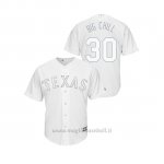 Maglia Baseball Hombre Texas Rangers 30 Nomar Mazara 2019 Players Weekend Replica Bianco
