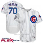 Maglia Baseball Uomo Chicago Cubs 70 Joe Maddon Bianco 2016 World Series Champions Flex Base