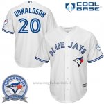 Maglia Baseball Uomo Toronto Blue Jays Josh Donaldson 20 Bianco Cool Base 40 Anniversario