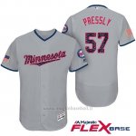 Maglia Baseball Uomo Minnesota Twins 2017 Estrellas y Rayas Ryan Pressly Grigio Flex Base