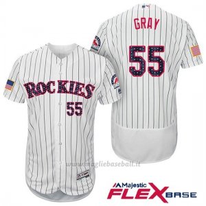 Maglia Baseball Uomo Colorado Rockies 2017 Estrellas y Rayas Jon Grigio 55 Bianco Flex Base