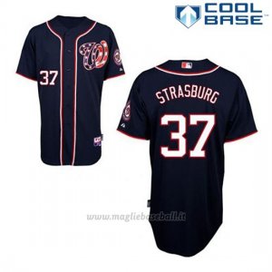 Maglia Baseball Uomo Washington Nationals Stephen Strasburg 37 Blu Blu Alterner Cool Base