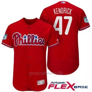 Maglia Baseball Uomo Philadelphia Phillies Howie Kendrick Scarlet 2017 Allenamento Primaverile Flex Base Giocatore