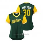 Maglia Baseball Donna Oakland Athletics Brett Anderson 2018 Llws Players Weekend Anderson Green