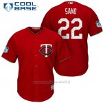 Maglia Baseball Uomo Minnesota Twins Miguel Sano Scarlet 2017 Allenamento Primaverile Cool Base Giocatore