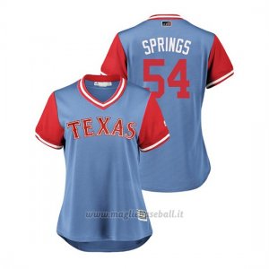 Maglia Baseball Donna Texas Rangers Jeffrey Springs 2018 Llws Players Weekend Springs Light TOrnto Blue Jays