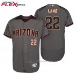 Maglia Baseball Uomo Arizona Diamondbacks 22 Jake Lamb Grey Rosso 2017 Flex Base