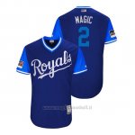 Maglia Baseball Uomo Kansas City Royals Alcides Escobar 2018 Llws Players Weekend Magic Royal