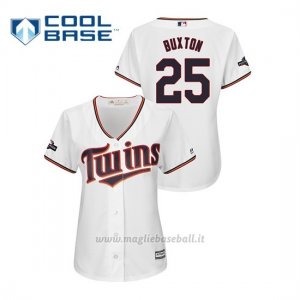 Maglia Baseball Donna Minnesota Twins 25 Byron Buxton 2019 Postseason Cool Base Bianco