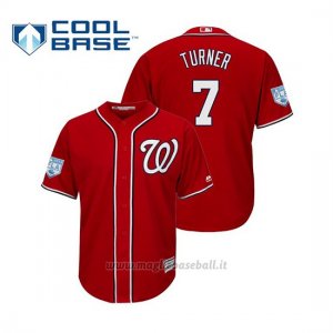 Maglia Baseball Uomo Washington Nationals Trea Turner Cool Base Entrenamiento De Primavera 2019 Rosso