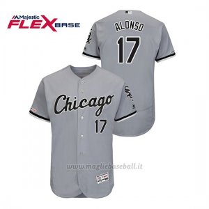 Maglia Baseball Uomo Chicago White Sox Yonder Alonso 150th Aniversario Patch Flex Base Grigio
