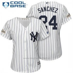 Maglia Baseball Donna New York Yankees 2017 Postseason Gary Sanchez Bianco Cool Base