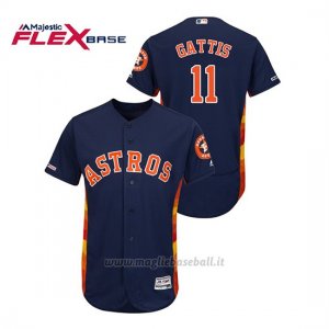 Maglia Baseball Uomo Houston Astros Evan Gattis 150th Aniversario Patch Flex Base Blu