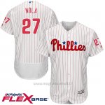 Maglia Baseball Uomo Philadelphia Phillies Aaron Nola 27 Bianco Flex Base Autentico Collezione Giocatore