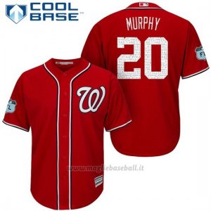 Maglia Baseball Uomo Washington Nationals Daniel Murphy Scarlet 2017 Allenamento Primaverile Cool Base Giocatore