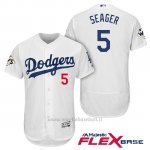 Maglia Baseball Uomo Los Angeles Dodgers 2017 World Series Corey Seager Bianco Flex Base