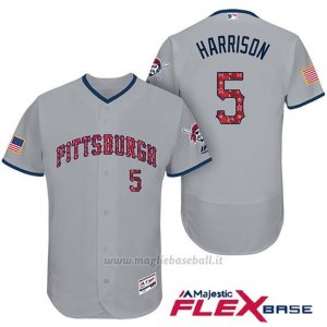 Maglia Baseball Uomo Pittsburgh Pirates 2017 Estrellas y Rayas Josh Harrison Grigio Flex Base