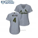 Maglia Baseball Donna St. Louis Cardinals Yadier Molina 2018 Dia de los Caidos Cool Base Grigio
