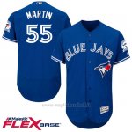 Maglia Baseball Uomo Toronto Blue Jays Russell Martin 55 Blu Flex Base Autentico Collezione 40 Anniversario