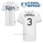 Maglia Baseball Uomo Tampa Bay Rays Evan Longoria 3 Bianco 1ªCool Base
