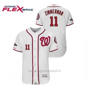 Maglia Baseball Uomo Washington Nationals 11 Ryan Zimmerman 2019 Postseason Flex Base Bianco