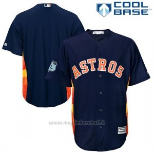 Maglia Baseball Uomo Houston Astros Blu 2017 Allenamento Primaverile Cool Base