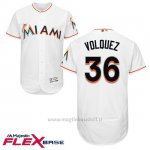 Maglia Baseball Uomo Miami Marlins Edinson Volquez Bianco 1ªFlex Base
