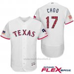 Maglia Baseball Uomo Texas Rangers 2017 Estrellas y Rayas Shin Soo Choo Bianco Flex Base