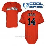 Maglia Baseball Uomo Miami Marlins Martin Prado 14 Arancione Alterner Cool Base