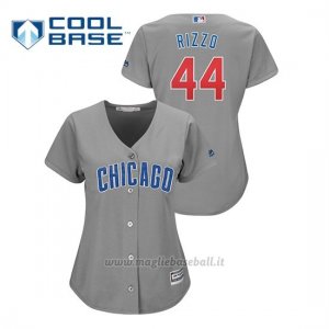 Maglia Baseball Donna Chicago Cubs 44 Anthony Rizzo Cool Base Replica Grigio
