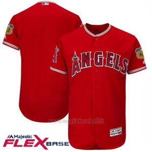 Maglia Baseball Uomo Los Angeles Angels Scarlet 2017 Allenamento Primaverile Flex Base
