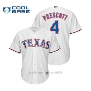 Maglia Baseball Uomo Texas Rangers Dak Prescott Cool Base Majestic MLB Crossover Bianco
