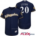 Maglia Baseball Uomo Milwaukee Brewers Jonathan Lucroy Blu 2017 Allenamento Primaverile Flex Base Giocatore