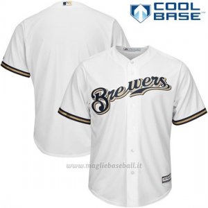 Maglia Baseball Uomo Milwaukee Brewers Majestic Bianco Cool Base