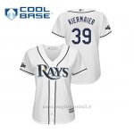 Maglia Baseball Donna Tampa Bay Rays 39 Kevin Kiermaier 2019 Postseason Cool Base Bianco