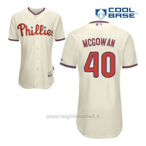Maglia Baseball Uomo Philadelphia Phillies Dustin Mcgowan 40 Crema Alterner Cool Base