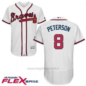 Maglia Baseball Uomo Atlanta Braves 8 Jace Peterson Bianco Autentico Collezione Flex Base