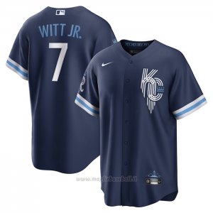 Maglia Baseball Uomo Kansas City Royals Bobby Witt JR. 2022 City Connect Replica Blu