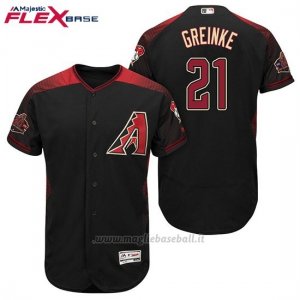 Maglia Baseball Uomo Arizona Diamondbacks 21 Zack Greinke Nero Rosso Alterner 20 Anniversario Flex Base