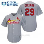 Maglia Baseball Uomo St. Louis Cardinals Vince Coleman 29 Grigio Cool Base