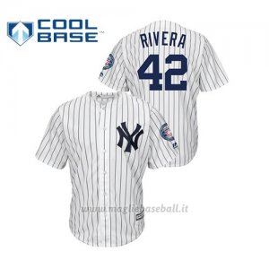 Maglia Baseball Hombre New York Yankees 42 Mariano Rivera 2019 Hall Of Fame Induction Majestic Cool Base Bianco