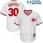 Maglia Baseball Uomo Cincinnati Reds Ken Griffey 30 Autentico Collezione Bianco Cool Base Cooperstown