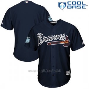 Maglia Baseball Uomo Atlanta Braves Blu 2017 Allenamento Primaverile Cool Base