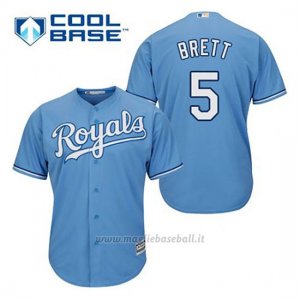 Maglia Baseball Uomo Kansas City Royals George Brett 5 Powder Blu Alterner Cool Base